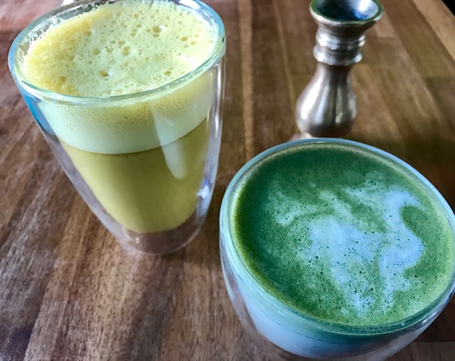 golden milk and matcha latte