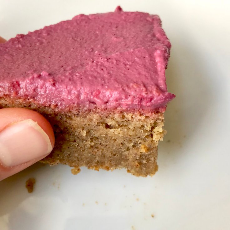 Pink Peppermint Frosted Blondies - gluten free, vegan, paleo