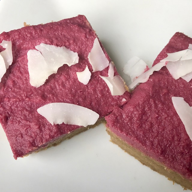 Pink Peppermint Frosted Blondies - gluten free, vegan, paleo