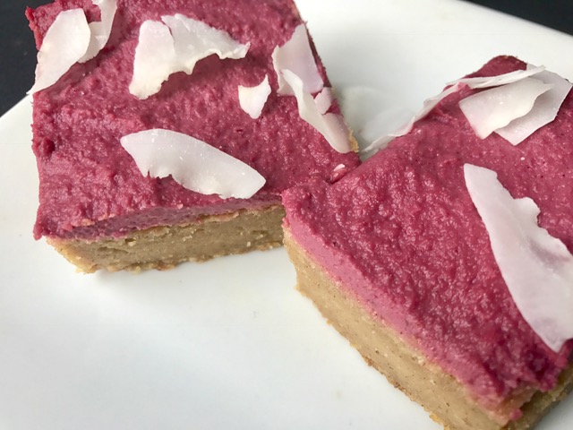 Pink Peppermint Frosted Blondies - gluten free, vegan, paleo