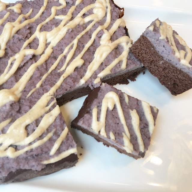 Blueberry Frosted Brownies - Gluten free, vegan, paleo