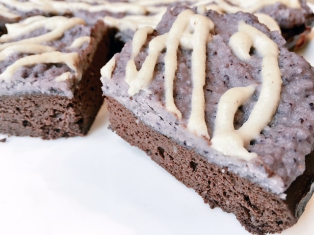Blueberry Frosted Brownies - Gluten free, vegan, paleo
