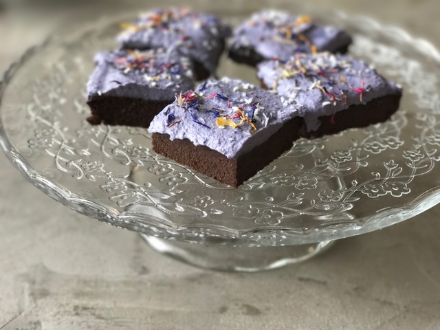 Flourless Blueberry Lavender Protein Brownies - gluten free, vegan, paleo