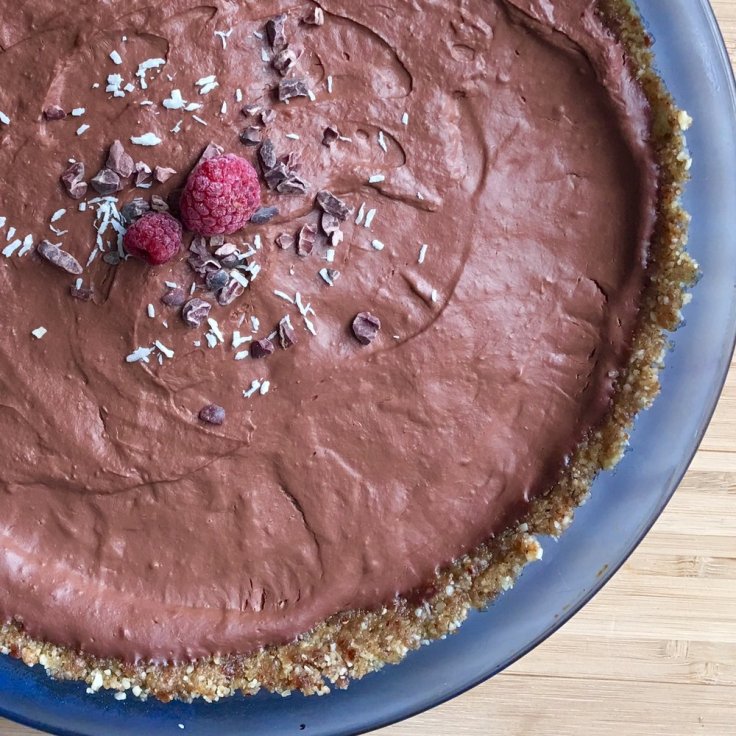 Raspberry chocolate pie - gluten free, vegan, grain free