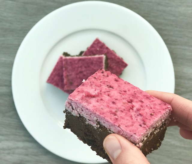 Protein Brownies with Cranberry Cream Frosting - Welli by Kristine - Grain Free, Gluten Free, Vegan, Paleo, No Added Sugar