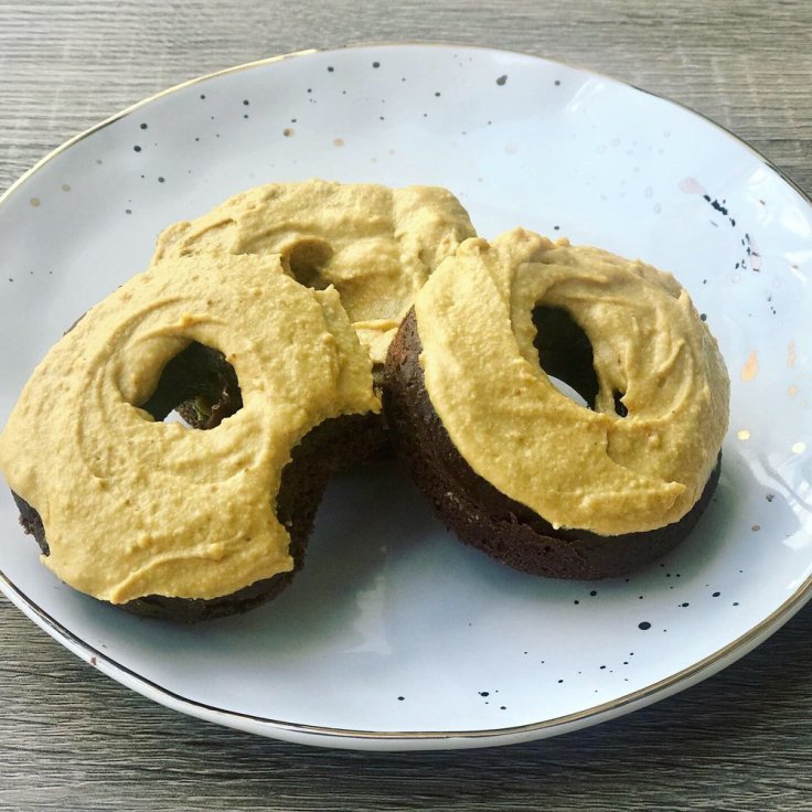 Chocolate Peanut Butter Protein Doughnuts - www.JoyfulGoodness.com - #JoyfulGoodness #beJoyful #protein #grainfree #vegan #paleo #antiinflammatory #chocolate #peanutbutter #doughnuts