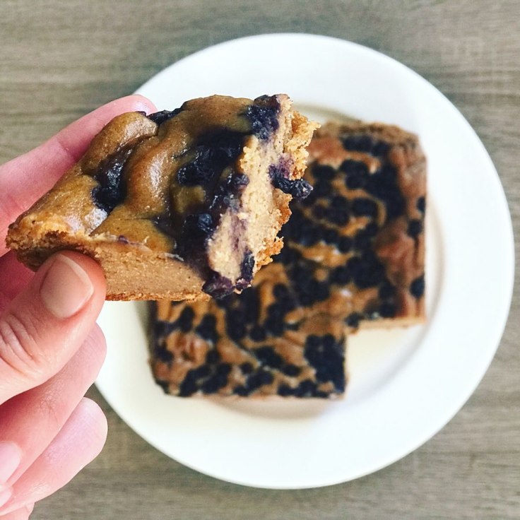 Peanut Butter and Blueberry Blondies - Joyful Goodness - #Vegan, #GlutenFree, #Paleo. #paleovegan #peanutbutter