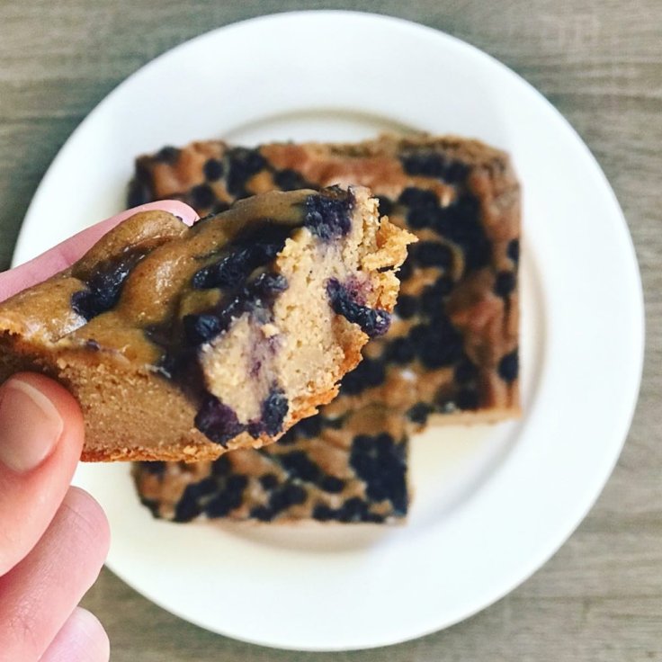 Peanut Butter and Blueberry Blondies - Joyful Goodness - #Vegan, #GlutenFree, #Paleo, #grainfree., #joyfulgoodness