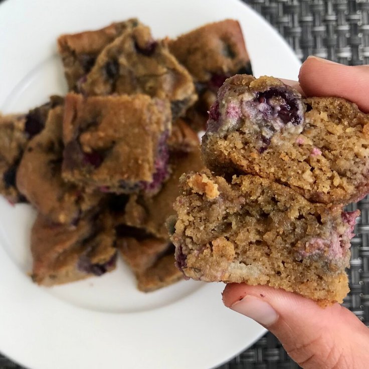 PB and Berry Blondies | www.JoyfulGoodness.com | gluten free | healthy | recipe | vegetarian